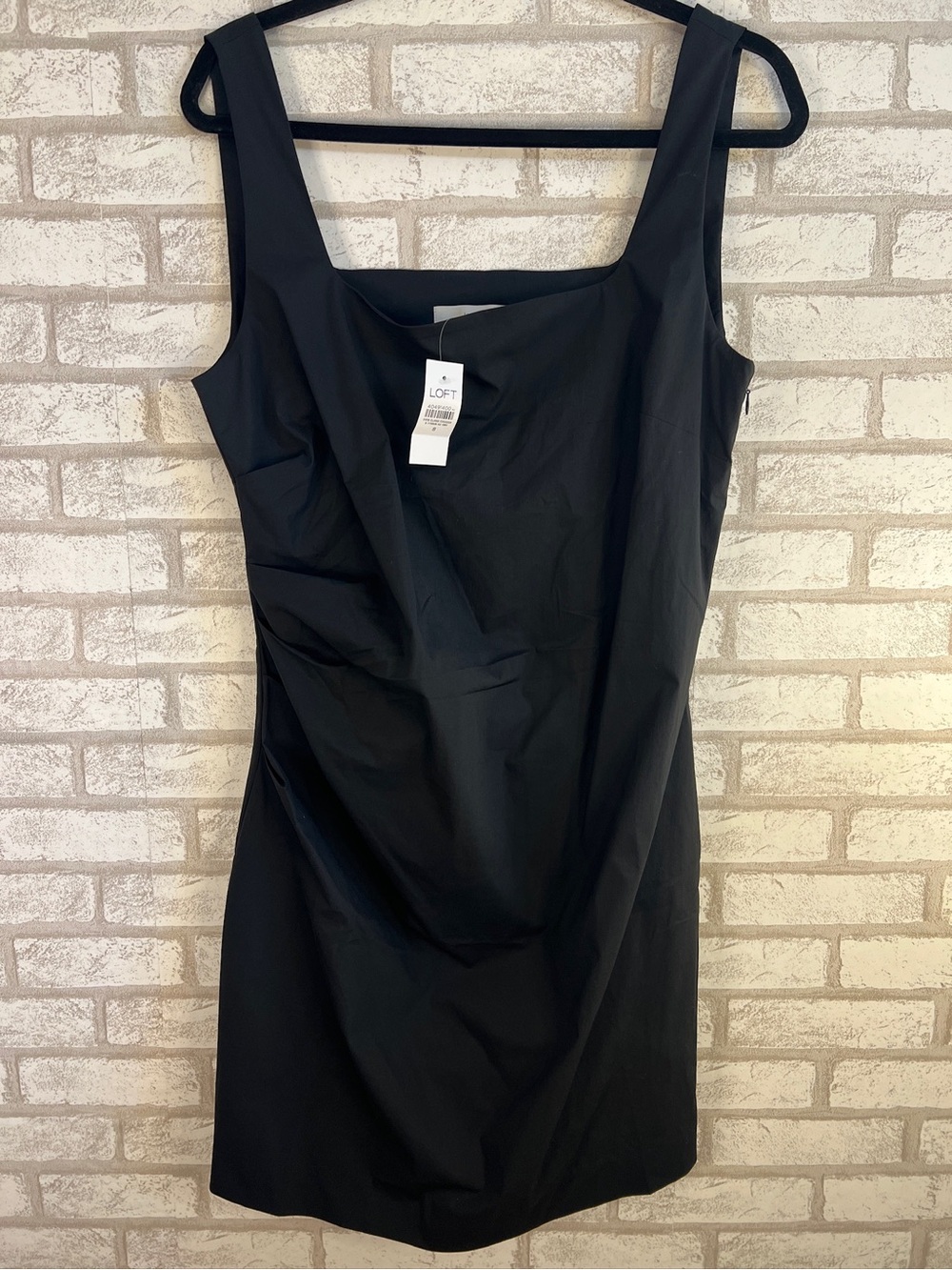 LOFT Black Square Neck Sleeveless Mini Dress